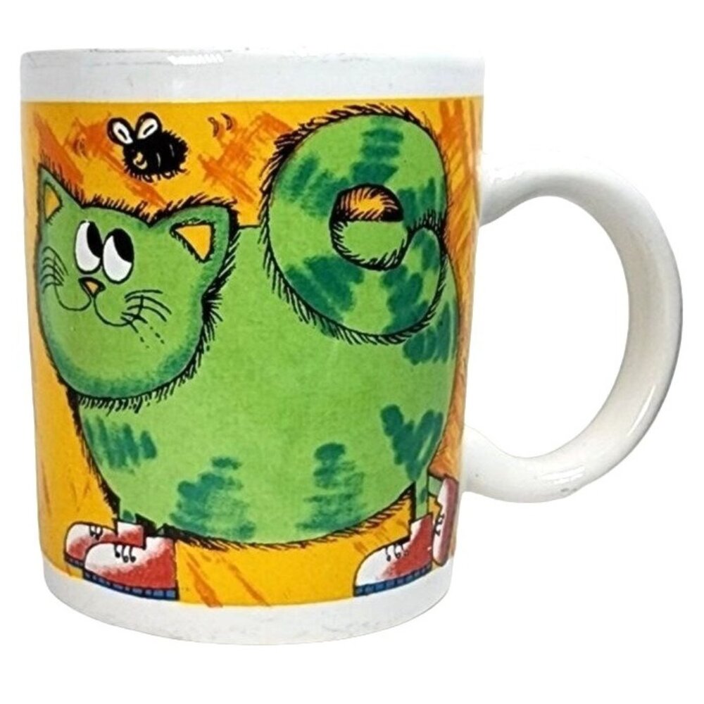 SEI Smith Enterprises Kitty Cat Coffee Tea Mug Cup Vintage Bumble Bee Cartoon